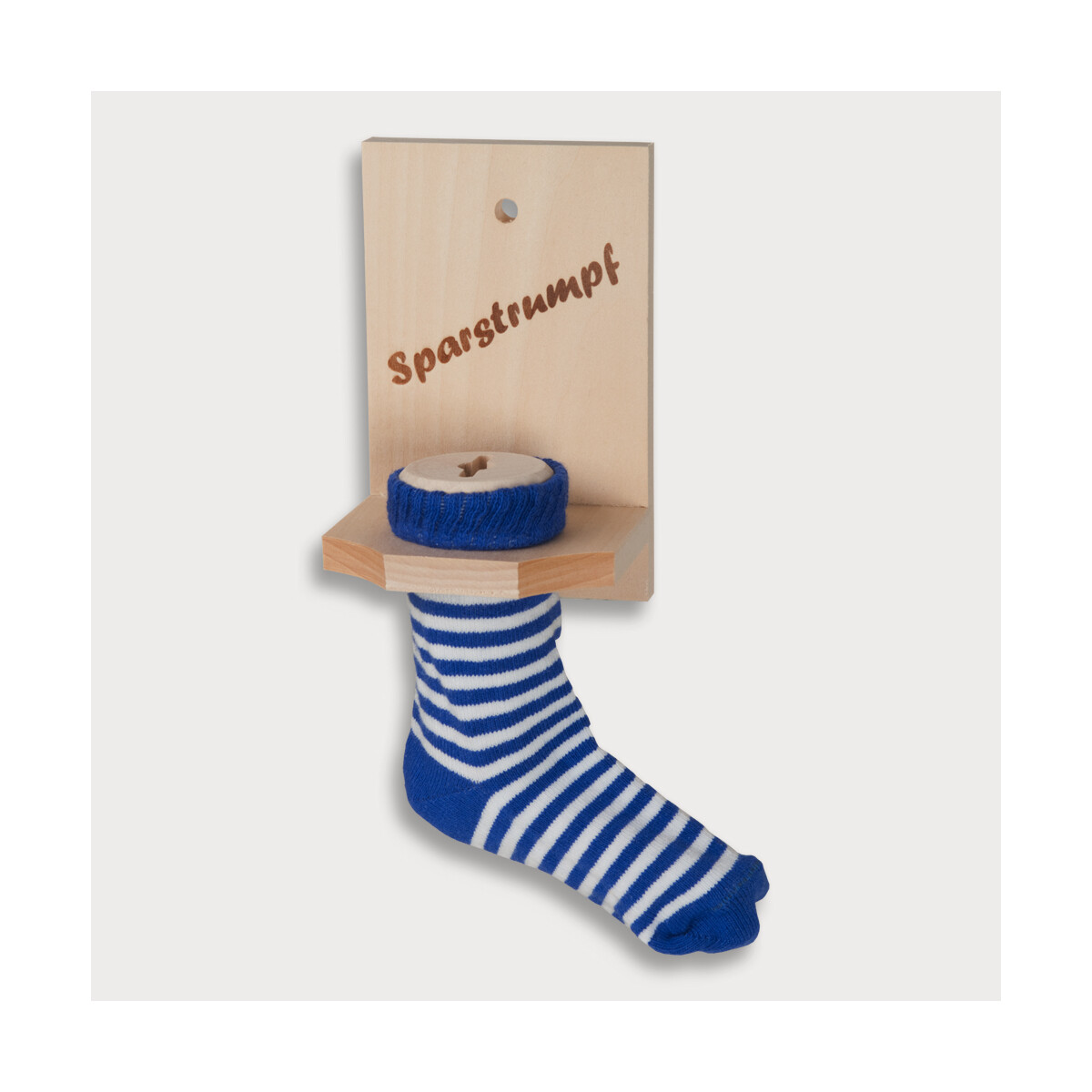 Sparstrumpf blaue Socke Einbrand "Sparstrumpf"...