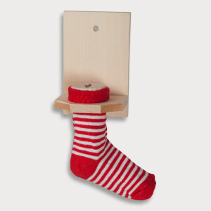 Sparstrumpf rote Socke Buchenholz
