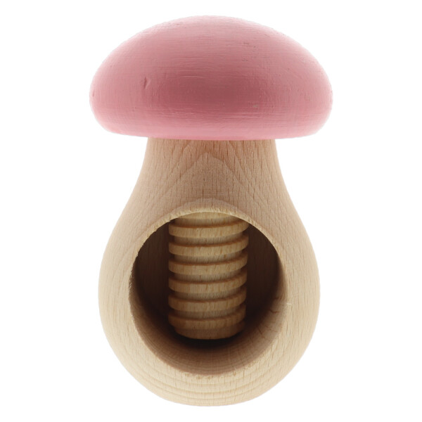 Nussknacker Pilz, mit Schraubgewinde, rosa aus Holz 10 cm