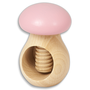 Nussknacker Pilz, mit Schraubgewinde, rosa aus Holz 10 cm