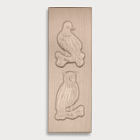 Spekulatiusform, 2 Bilder, Vogel und Uhu aus Holz 17,5 cm