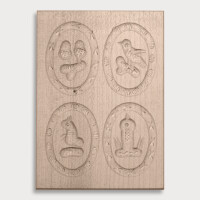 Anisgebäckform, gehämmert, oval, 4 Bilder aus Holz 14 cm