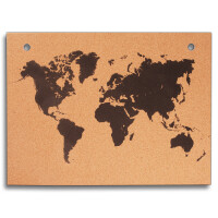 Pinnwand, Weltkarte, mit Ösen zum Aufhängen, aus Kork, 60 cm