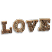 Deko Schrift Buchstaben "LOVE" mit Rinde aus Holz 27 cm