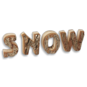 Dekobuchstaben "SNOW" Erlenholz mit Rinde