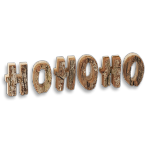 Dekobuchstaben "HOHOHO" Erlenholz mit Rinde
