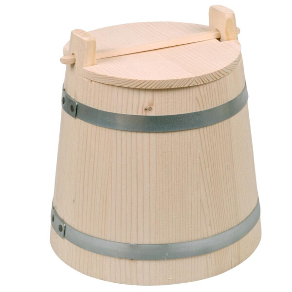 HOFMEISTER® Gurkentopf mit Deckel, 1 Liter, Einlegetopf aus Holz, Sauerkrauttopf, 12x12x17 cm
