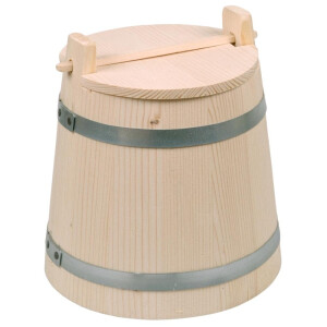 HOFMEISTER® Gurkentopf mit Deckel, 2 Liter, Einlegetopf aus Holz, Sauerkrauttopf, 18x18x20 cm