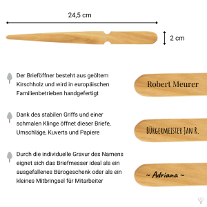 Brieföffner Kirschholz mit individueller Gravur