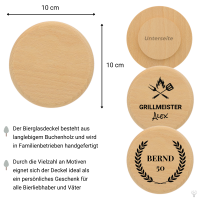 Bierglasdeckel Buchenholz mit individueller Gravur 10 cm